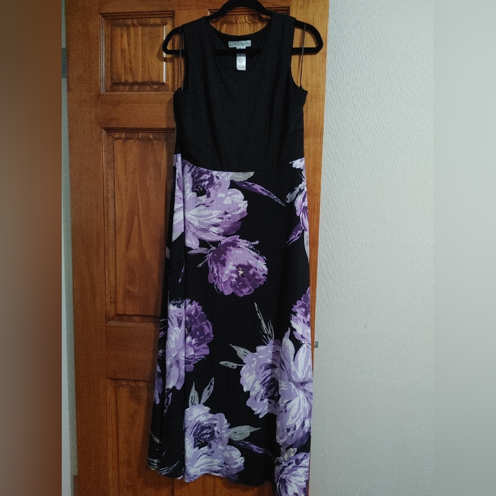 Cleo Black and Purple Floral Maxi Dress